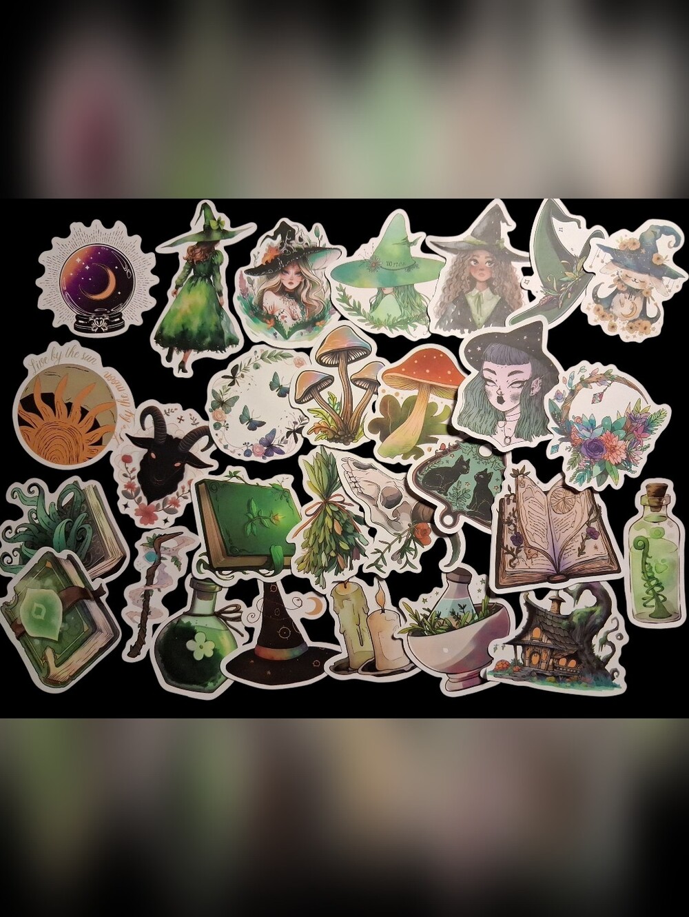 Mystic Green Witchcraft Sticker Pack - Green Art Decals